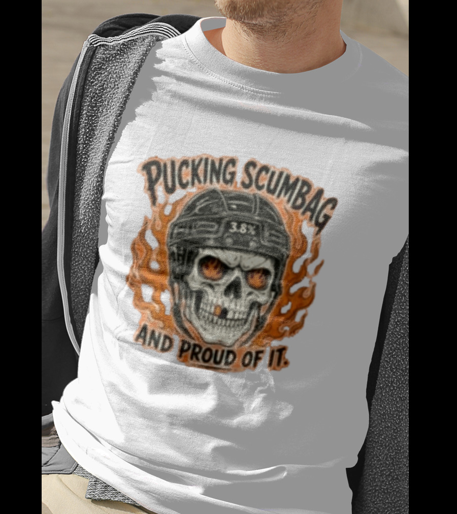 Pucking Scumbag Skull Helmet Flames Proud 38% T-Shirt
