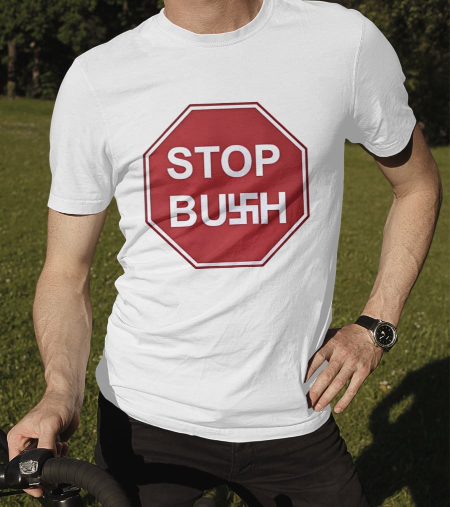 STOP BUSH Swastika Sign Octagon T-Shirt