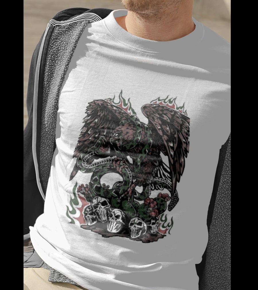 Warren Lotas Mexico Eagle Snake Cactus Flames T-Shirt