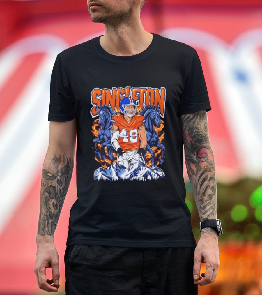 Alex Singleton Denver Broncos Dark Horse 48 Rocky Mountains T-Shirt