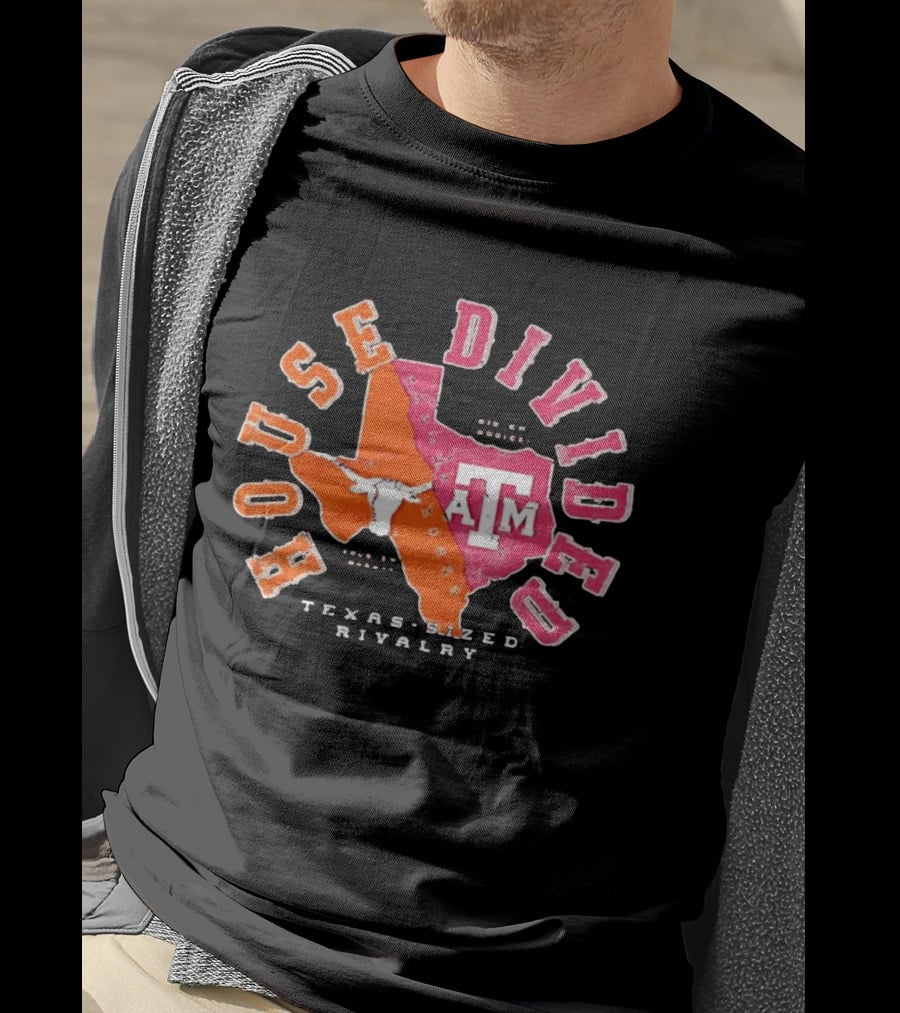 Texas A&M Vs Texas House Divided State Rivalry Gig Em Aggies Hoon Em Horn T-Shirt