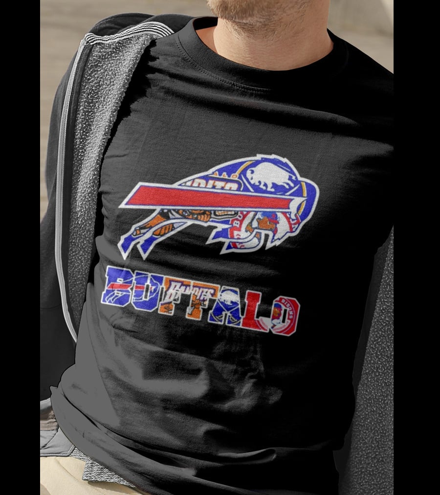 Buffalo Bills Sabres Braves Bandits Bisons Sports Teams Mashup T-Shirt