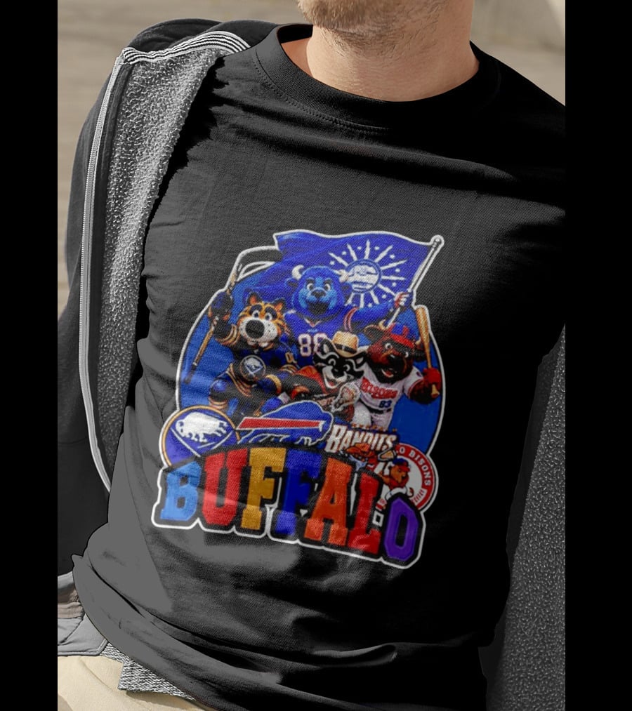 Buffalo Sabres Bills Bandits Bisons Mascot Squad T-Shirt