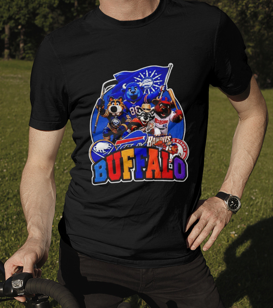 Buffalo Sabres Bills Bandits Bisons Mascot Squad T-Shirt
