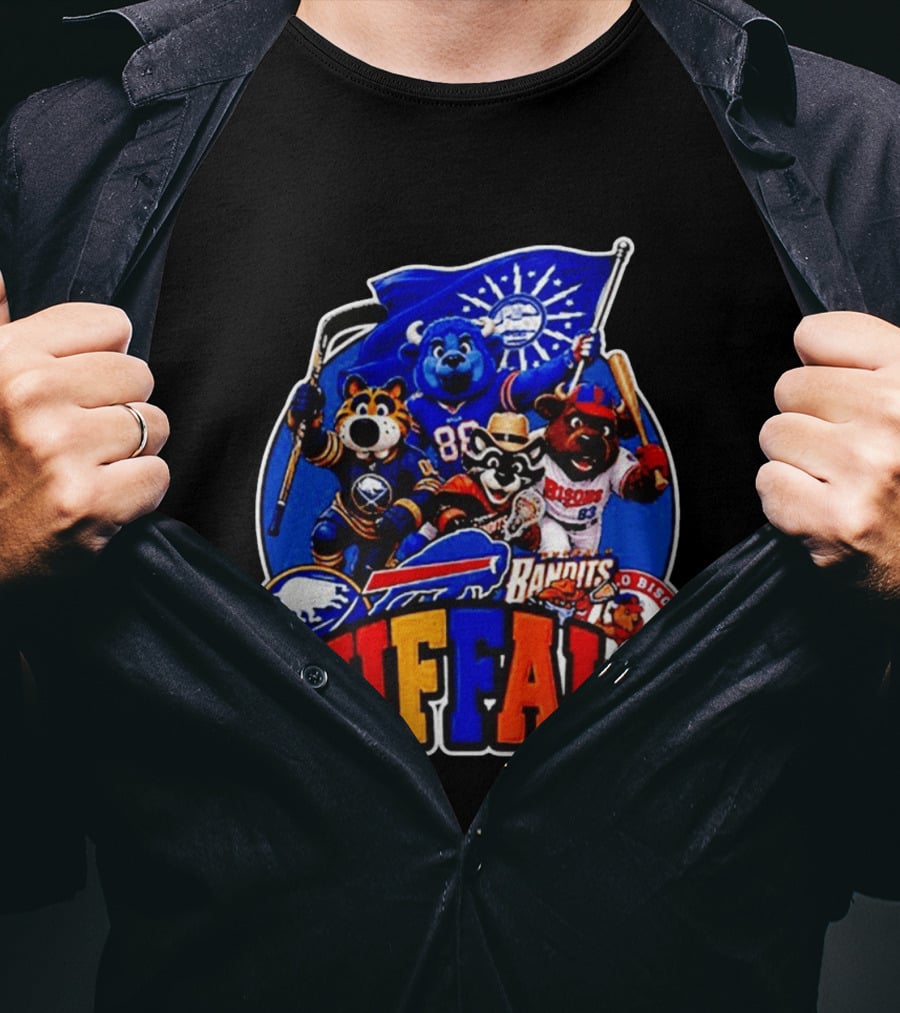 Buffalo Sabres Bills Bandits Bisons Mascot Squad T-Shirt