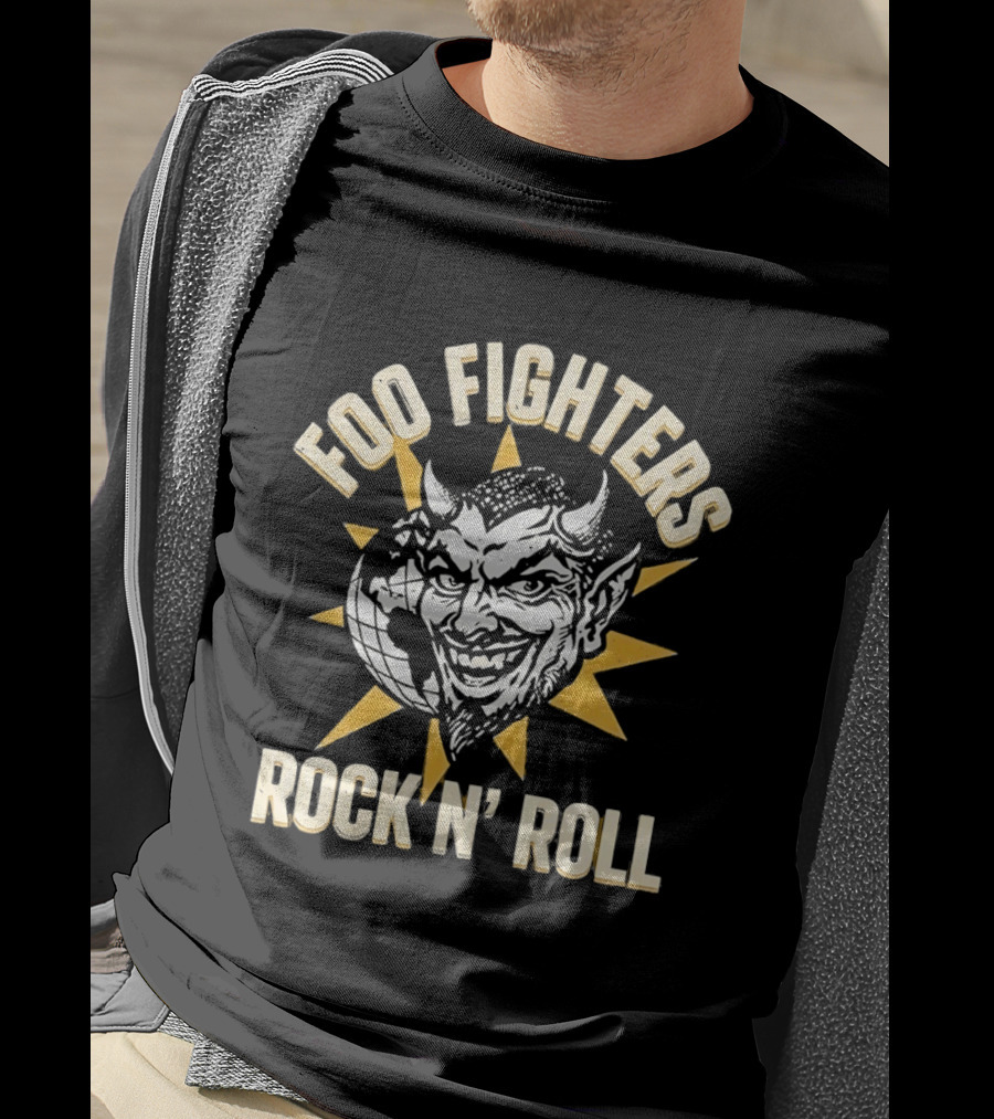 Foo Fighters Smiling Satan Rock N' Roll Sunburst T-Shirt