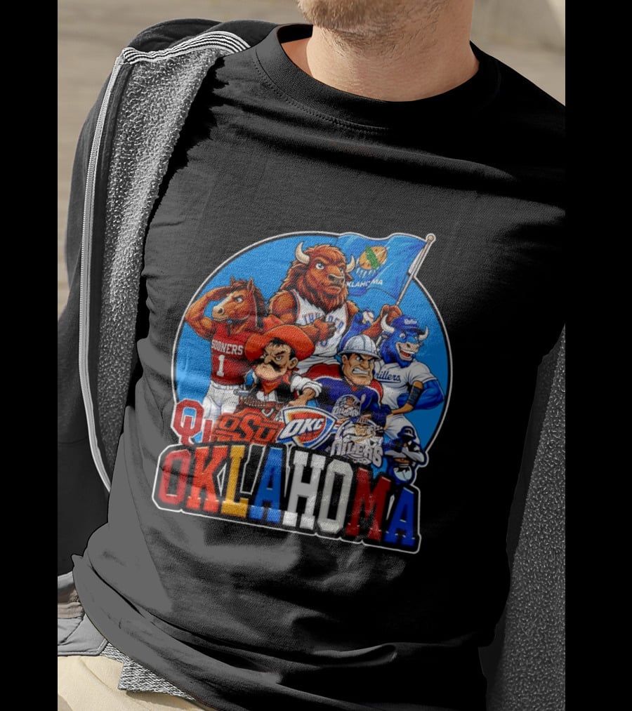 Oklahoma Sooners OSU OKC Thunder Drillers Oilers Mascots Collection T-Shirt