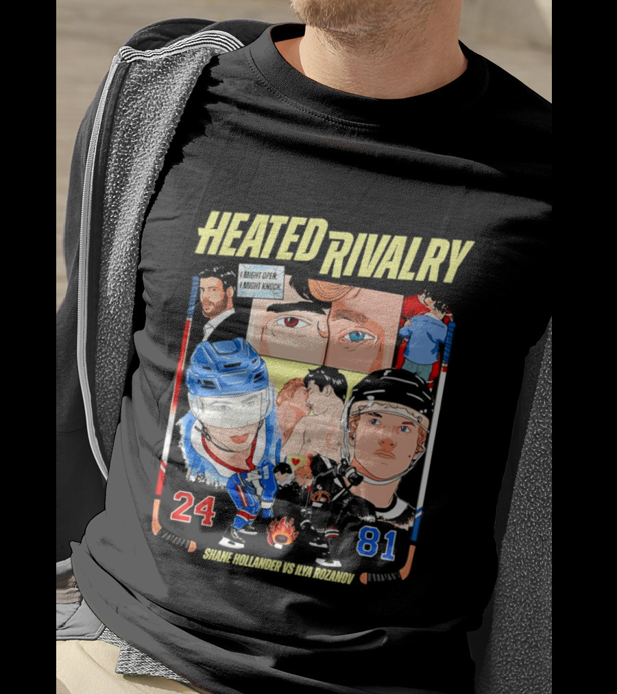 Heated Rivalry Ilya Rozanov 81 Vs Shane Hollander 24 Hockey Battle T-Shirt