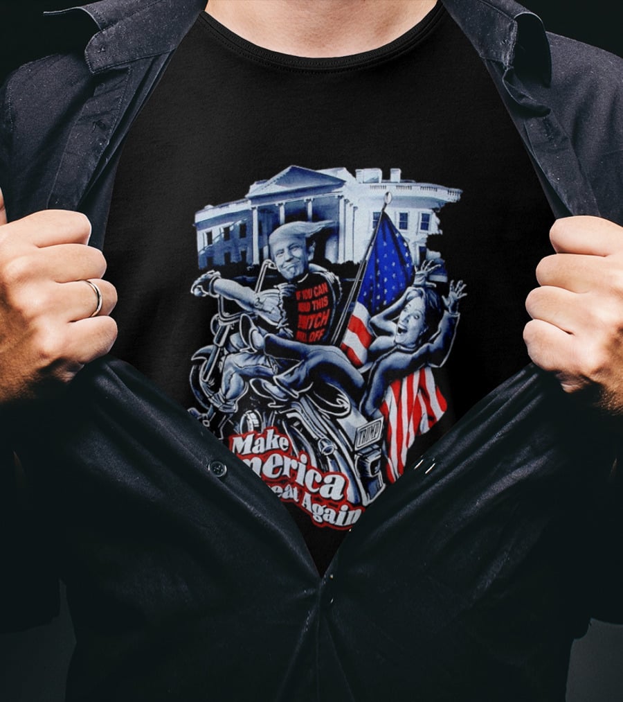 Make America Great Again Trump Motorcycle White House Flag T-Shirt