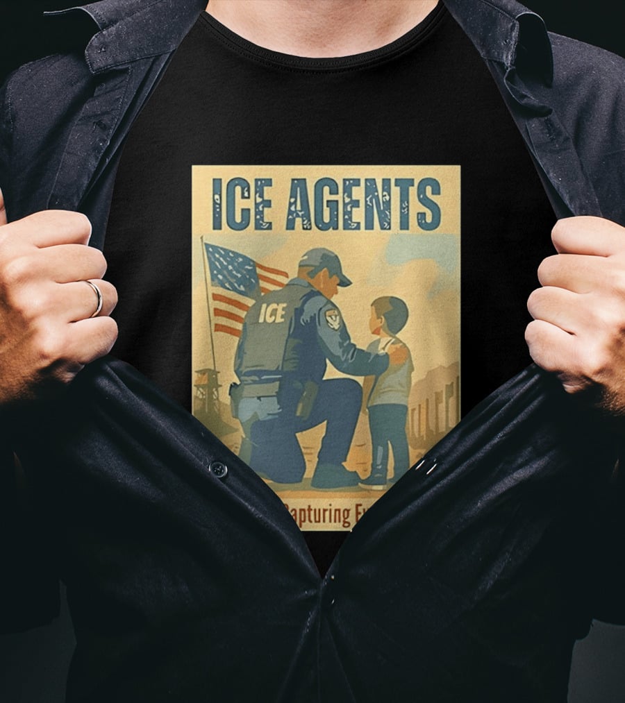 ICE Agents Illegally Capturing Everyone American Flag T-Shirt