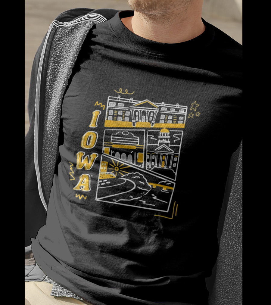 Iowa Hawkeyes Old Capitol Building And Campus Landmarks T-Shirt