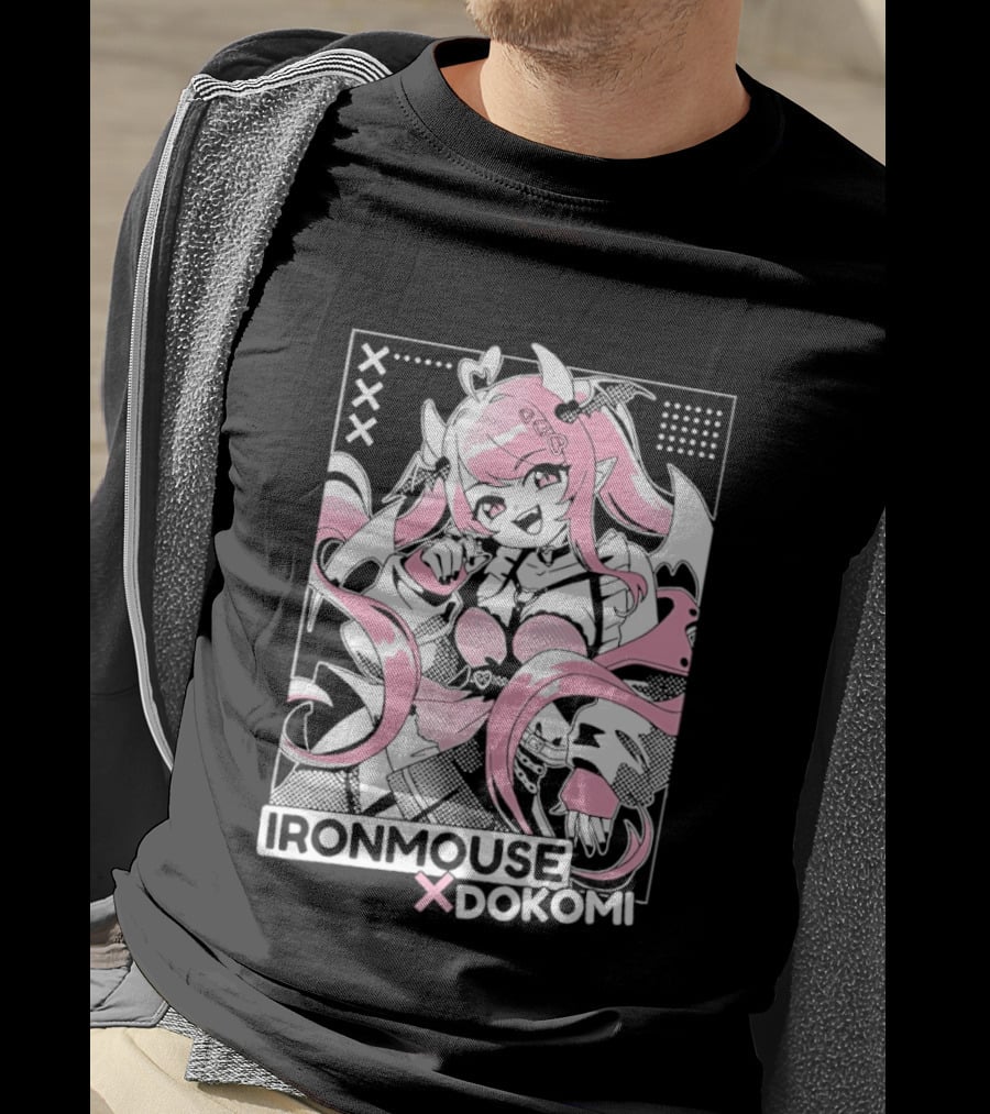Ironmouse X Dokomi Exclusive Anime Pink Aesthetic T-Shirt