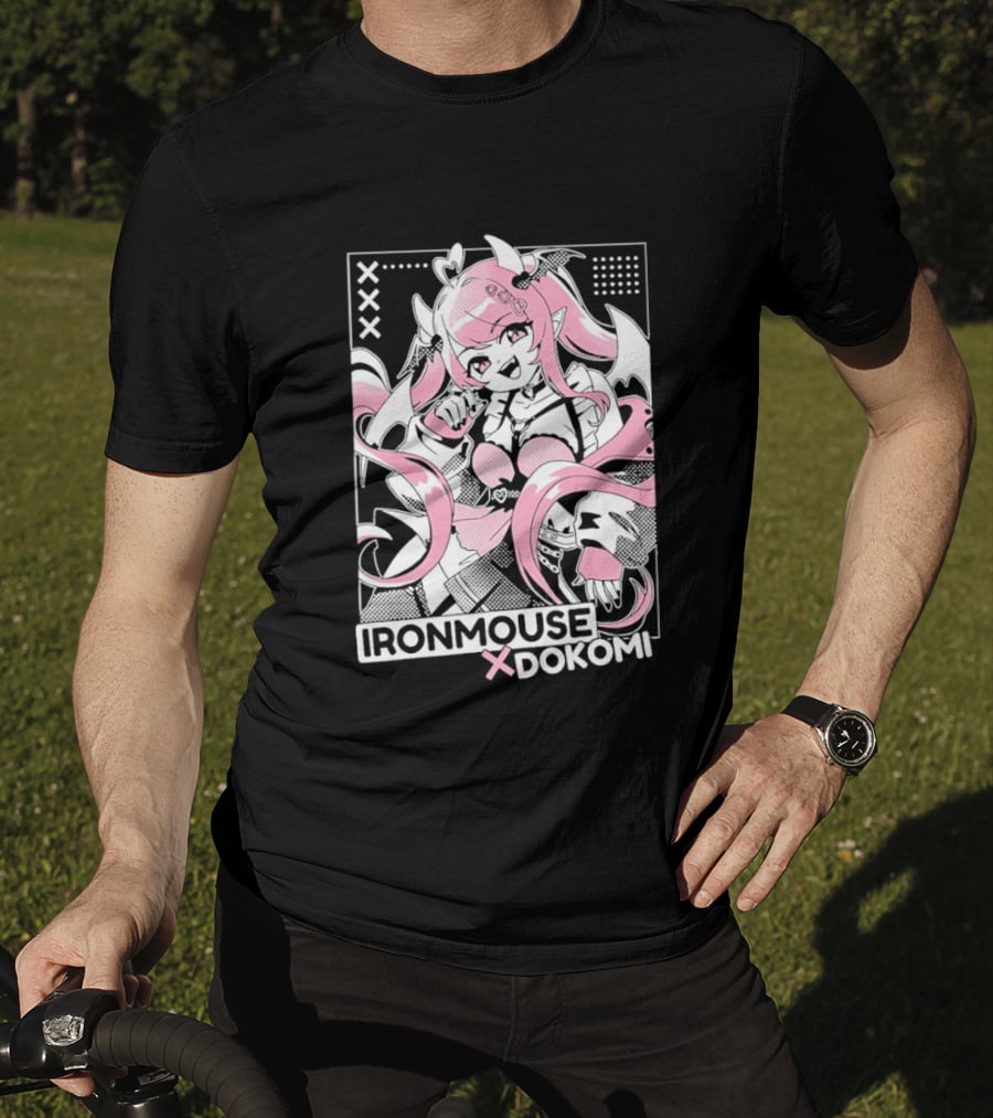Ironmouse X Dokomi Exclusive Anime Pink Aesthetic T-Shirt