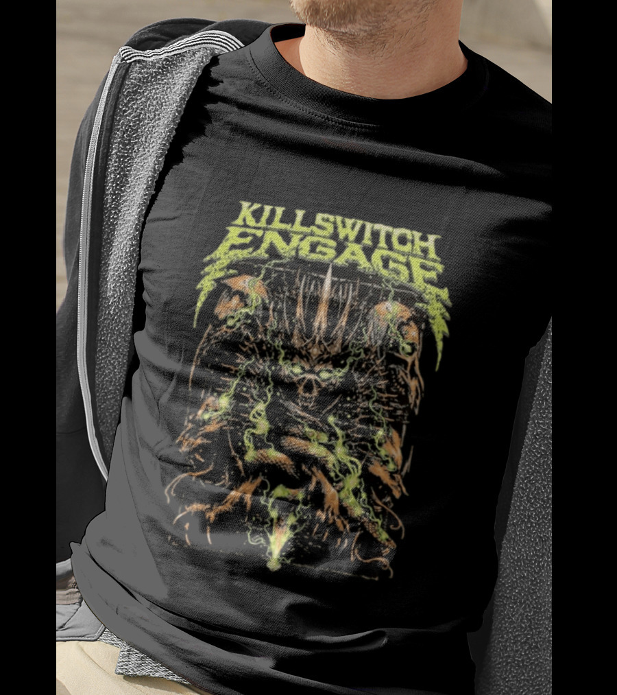 Killswitch Engage Skullcrown Spiked Skull With Green Flames T-Shirt