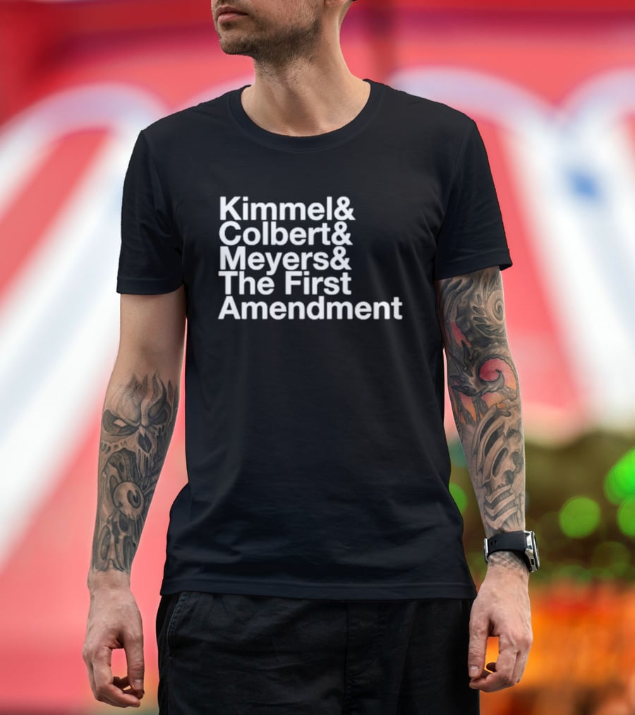 Kimmel Colbert Meyers The First Amendment Late Night Hosts T-Shirt