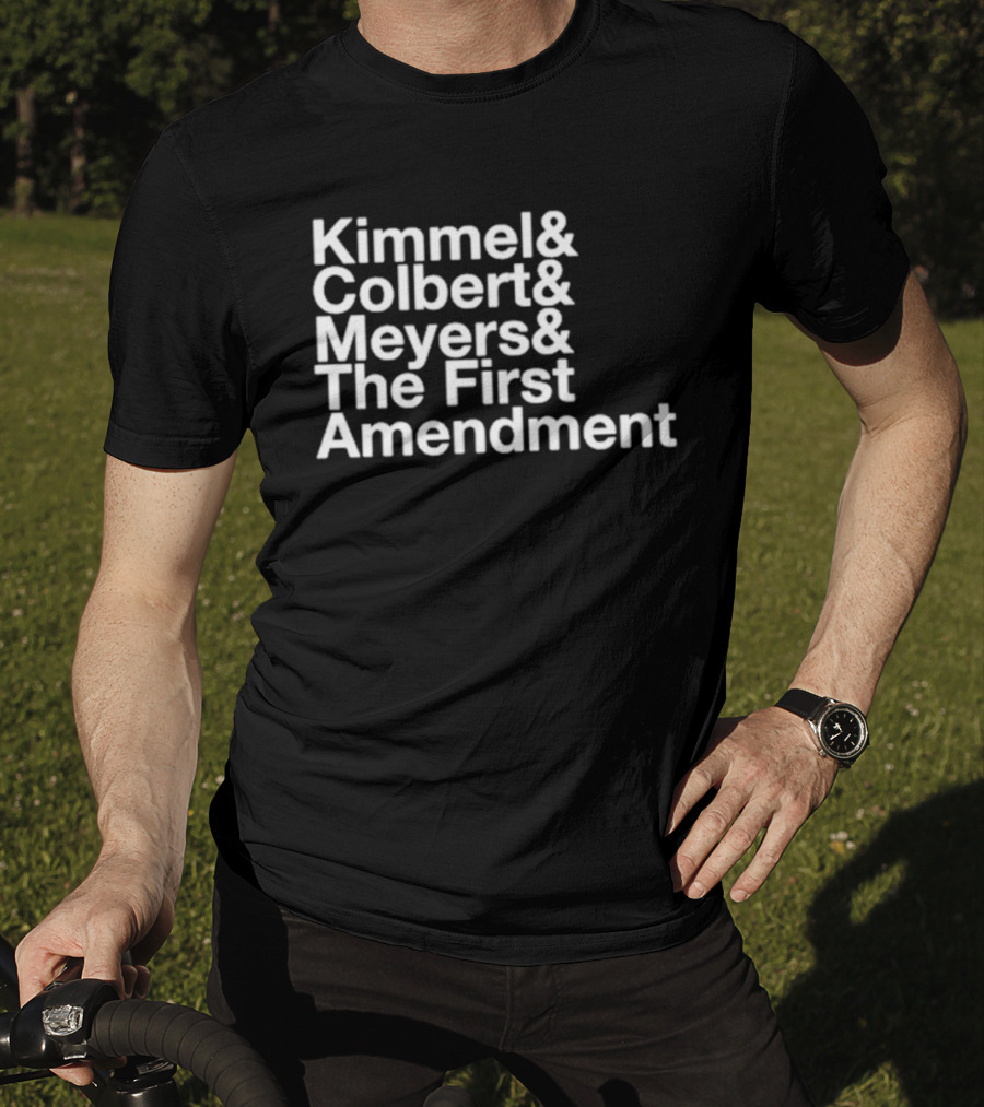 Kimmel Colbert Meyers The First Amendment Late Night Hosts T-Shirt