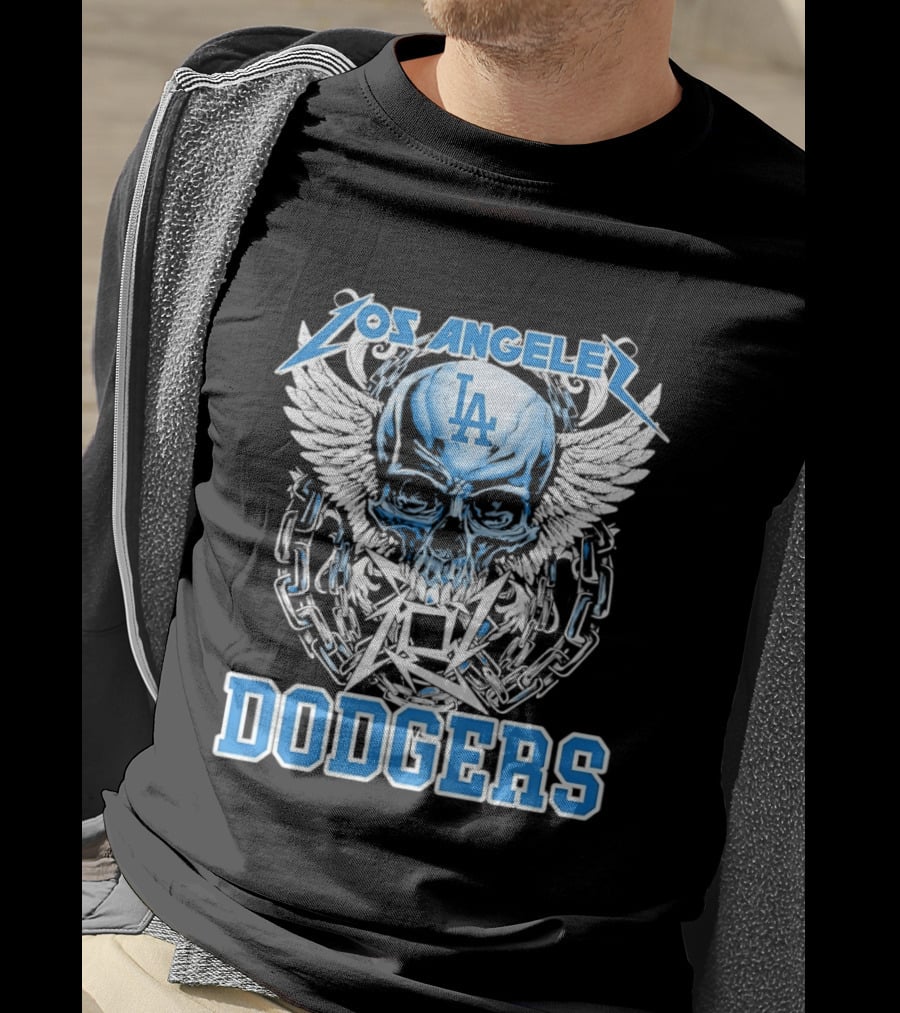 Los Angeles Dodgers Skull Wings And Chains T-Shirt