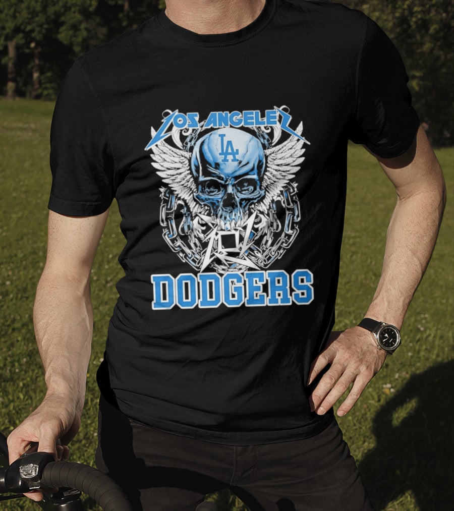 Los Angeles Dodgers Skull Wings And Chains T-Shirt