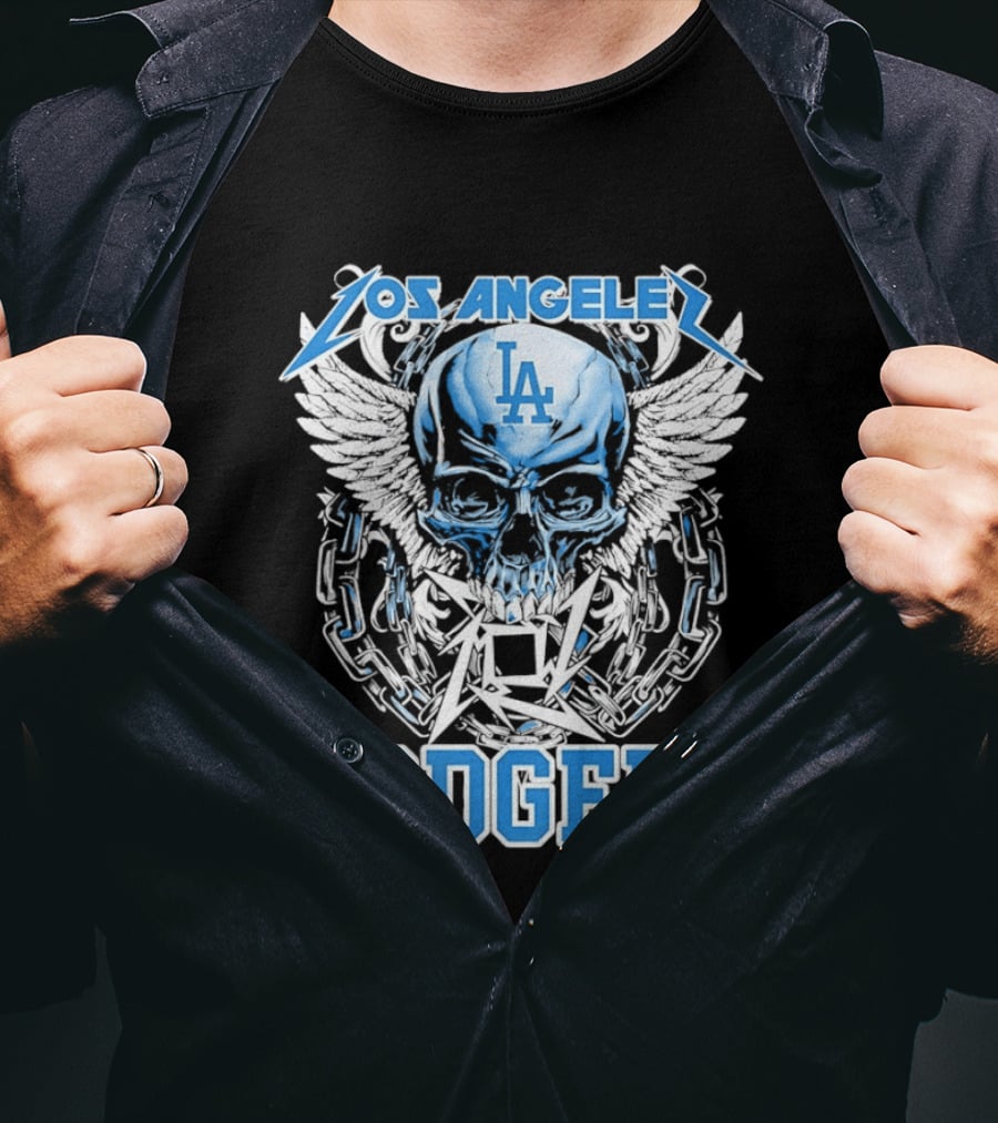 Los Angeles Dodgers Skull Wings And Chains T-Shirt