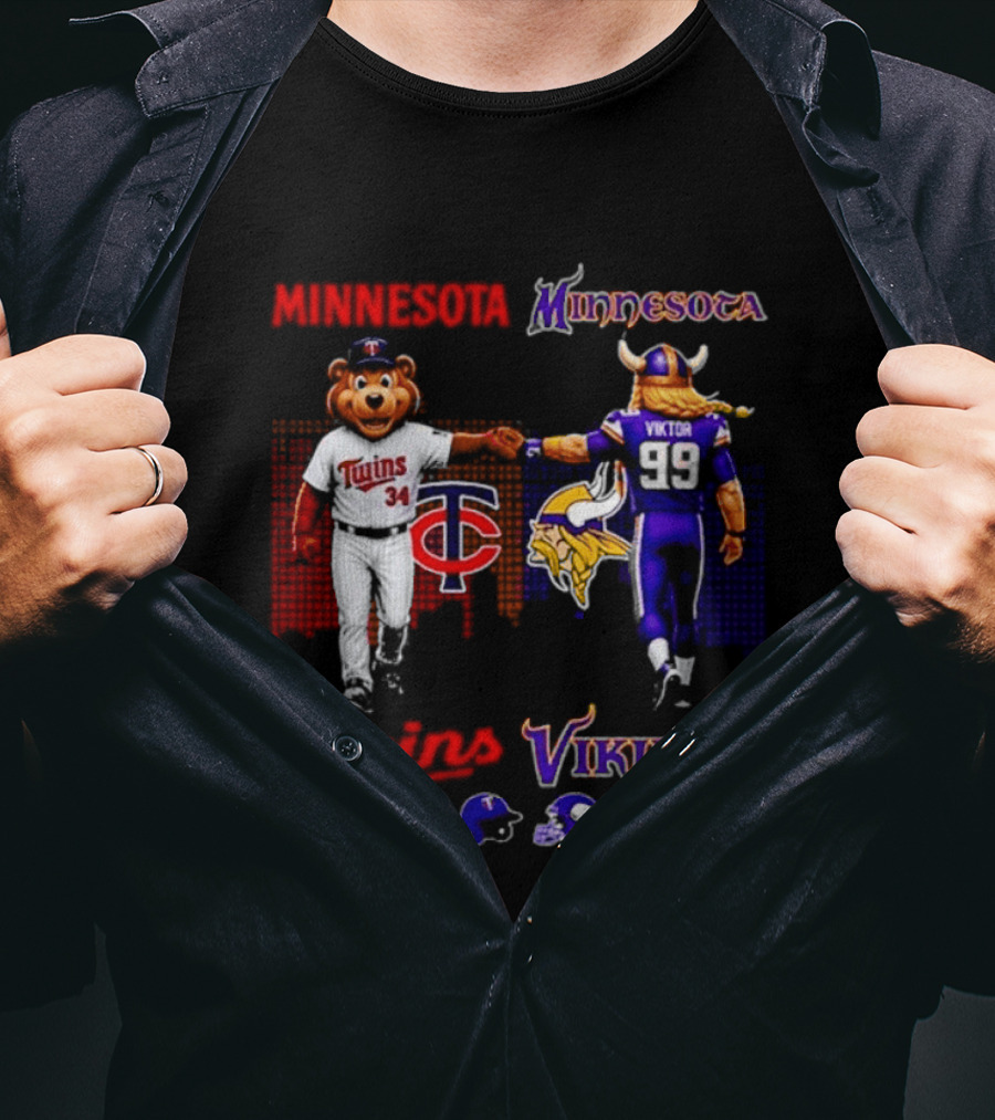 Minnesota Twins Saturdays Vs Vikings Sundays Sports Mashup T-Shirt