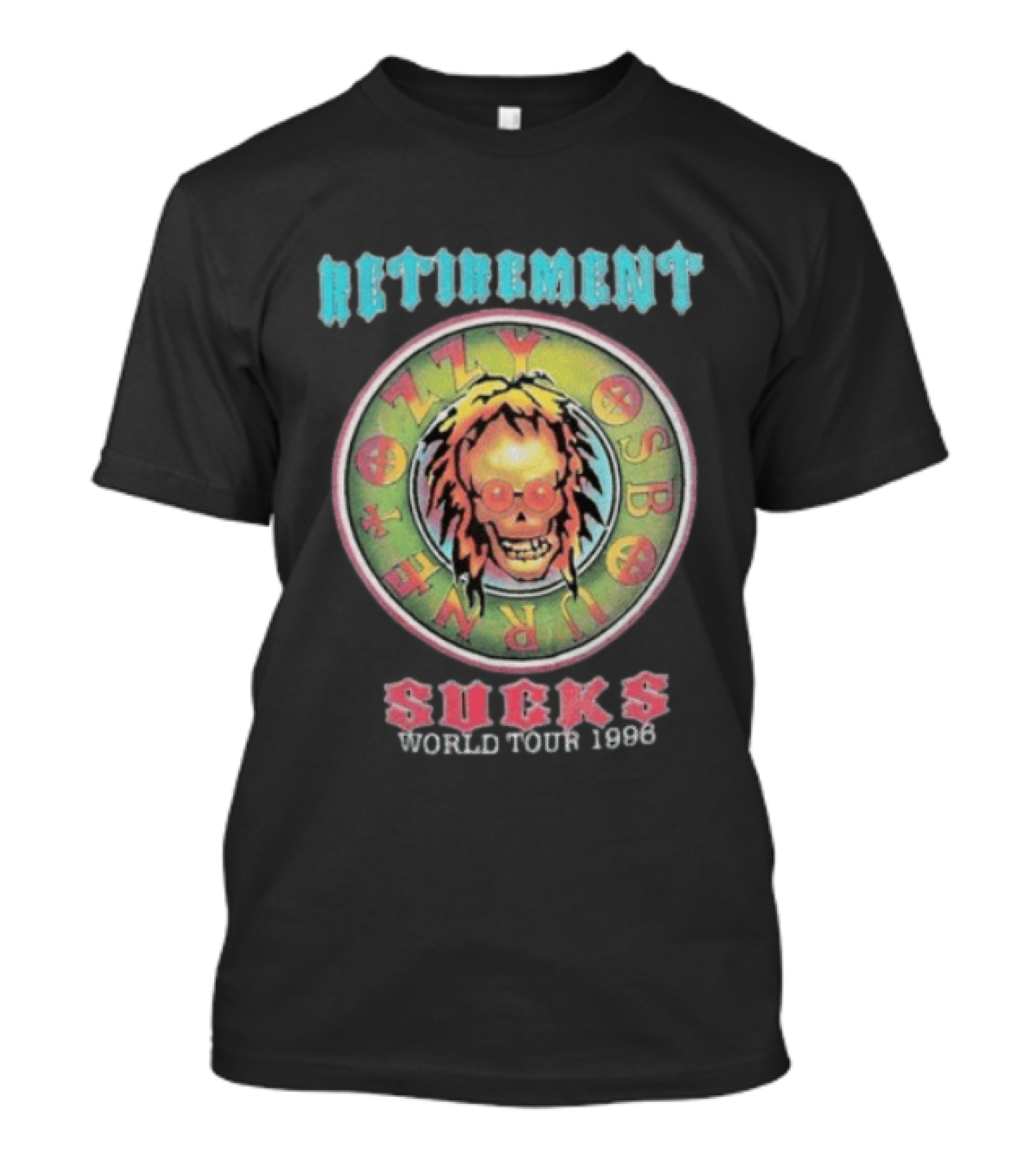 Ozzy Osbourne Retirement Sucks World Tour 1996 Psychedelic Skull T-Shirt