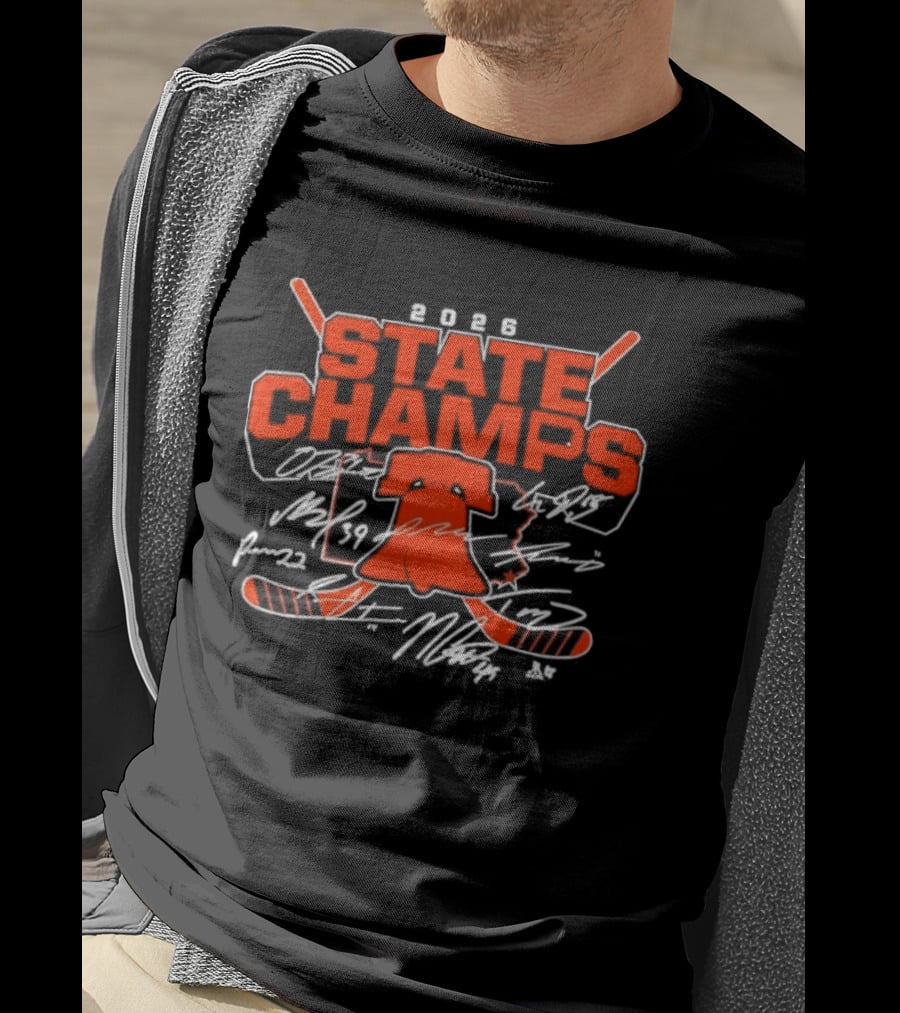 2026 Philadelphia Hockey State Champs Liberty Bell Scored Rink Tribal T-Shirt