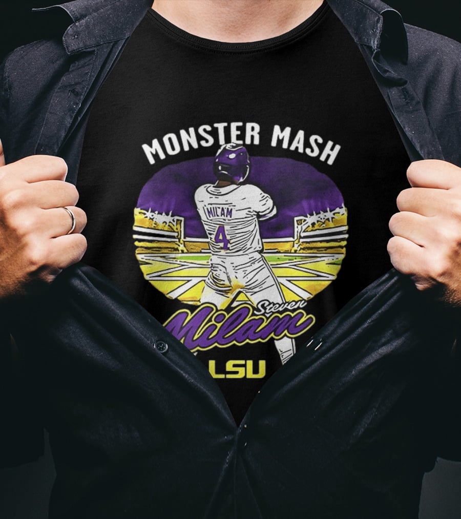 Monster Mash Steven Milam LSU Tigers Caricature NIL T-Shirt