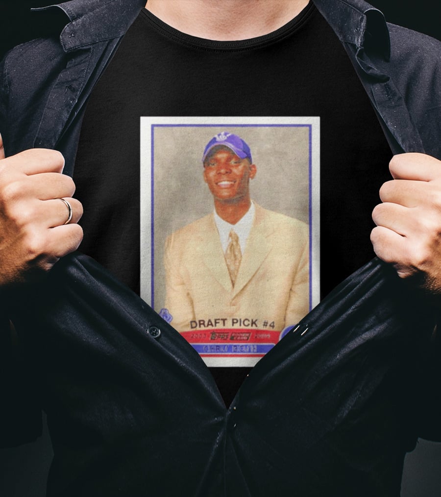 Toronto Raptors Chris Bosh 2003 Topps Draft Pick #4 Basketball Card T-Shirt