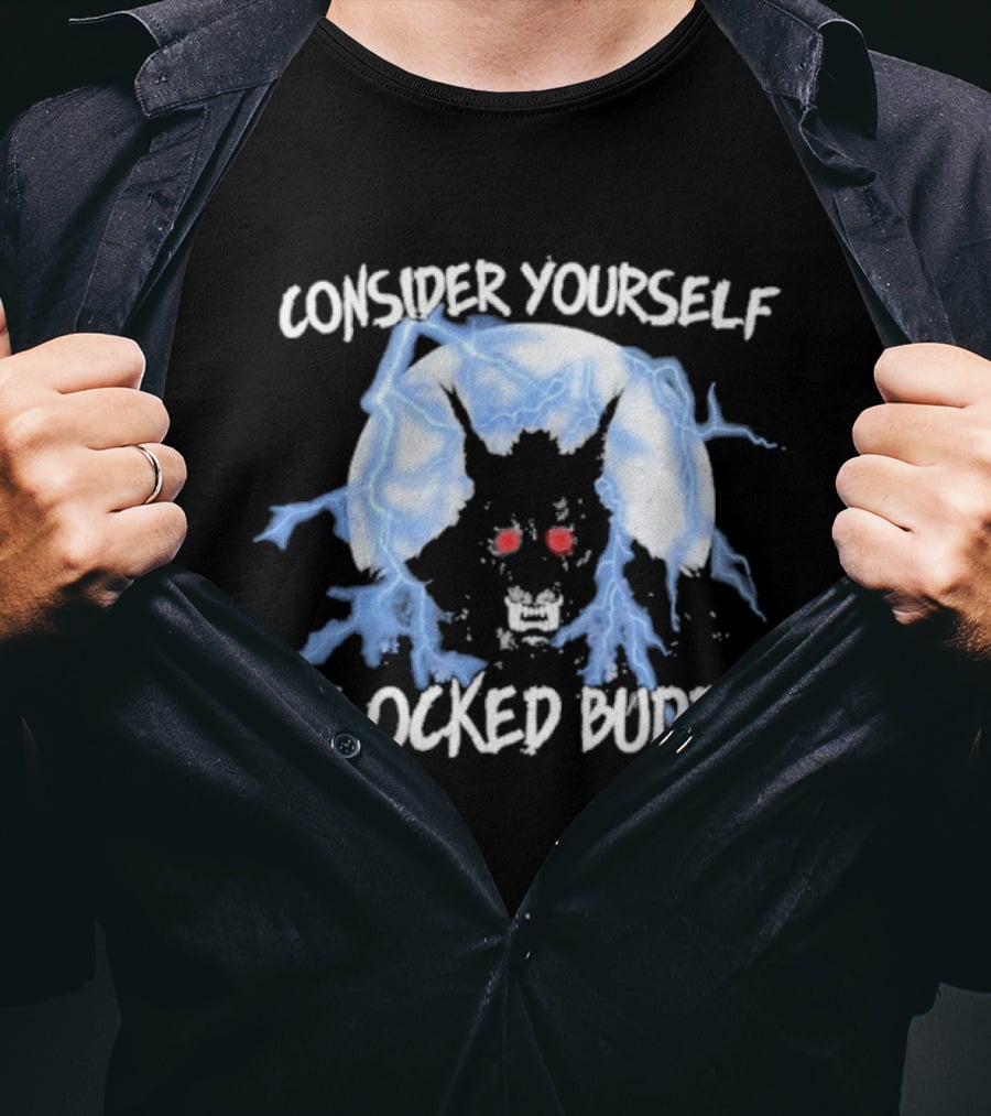 Consider Yourself Blocked Buddy With Electric Blue Wolf Eyes T-Shirt