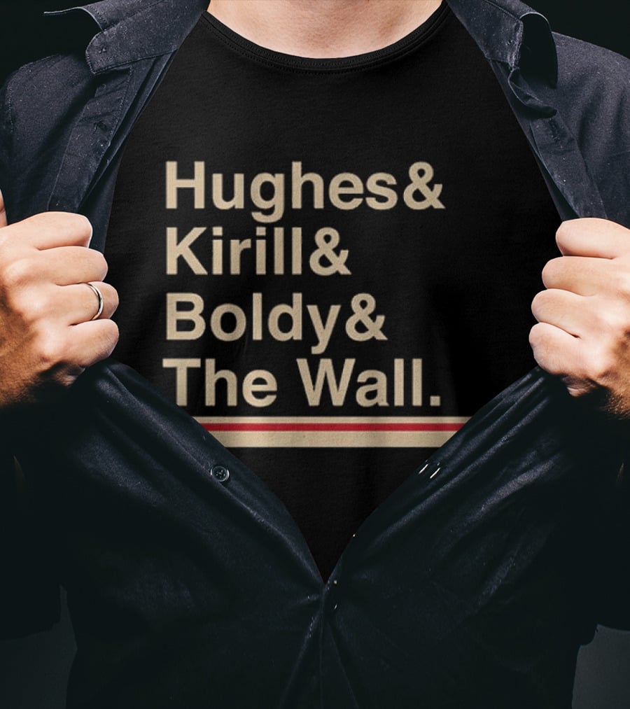 Hughes Kirill Boldy The Wall Minnesota Hockey Ampersand T-Shirt
