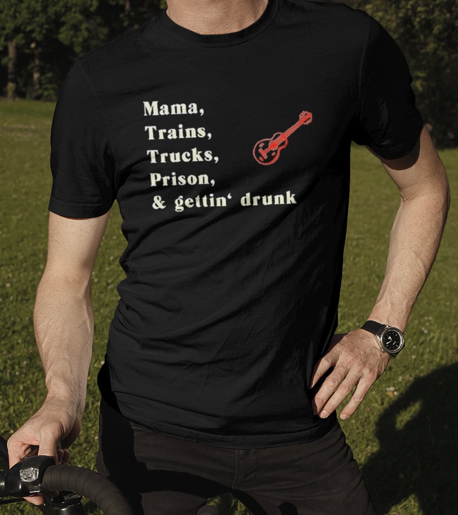 David Allan Coe Mama Trains Trucks Prison Getting Drunk Legend With Guitar T-Shirt
