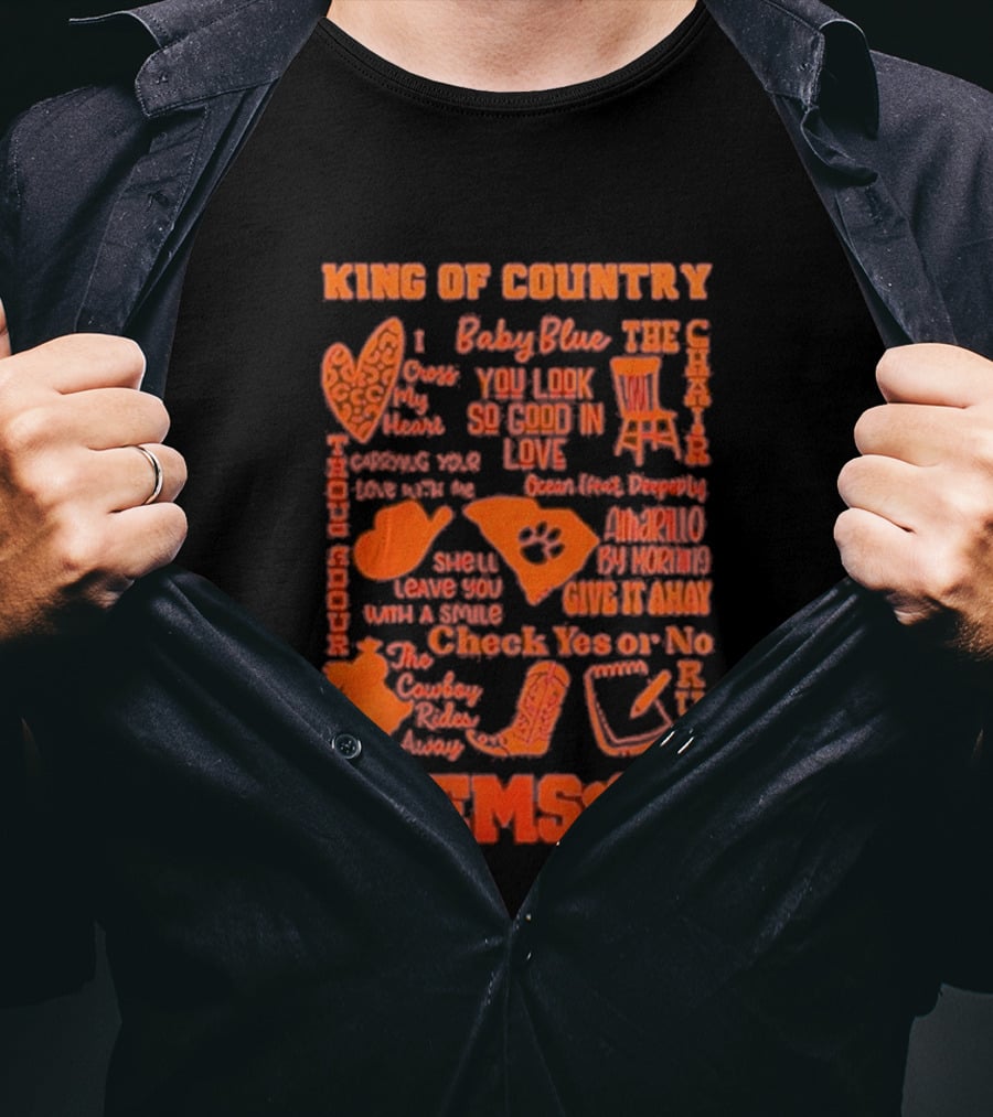 King Of Country Clemson Tigers Baby Blue Amarillo Check Yes Or No T-Shirt