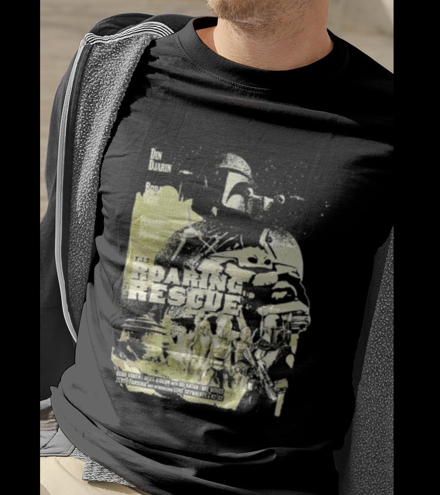 Heroes Villains Star Wars Din Djarin Boba Fett Fennec Shand Roaring Rescue 2026 T-Shirt