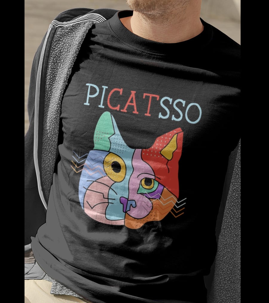 Picatsso Cat Colorful Cubist Style Artistry T-Shirt