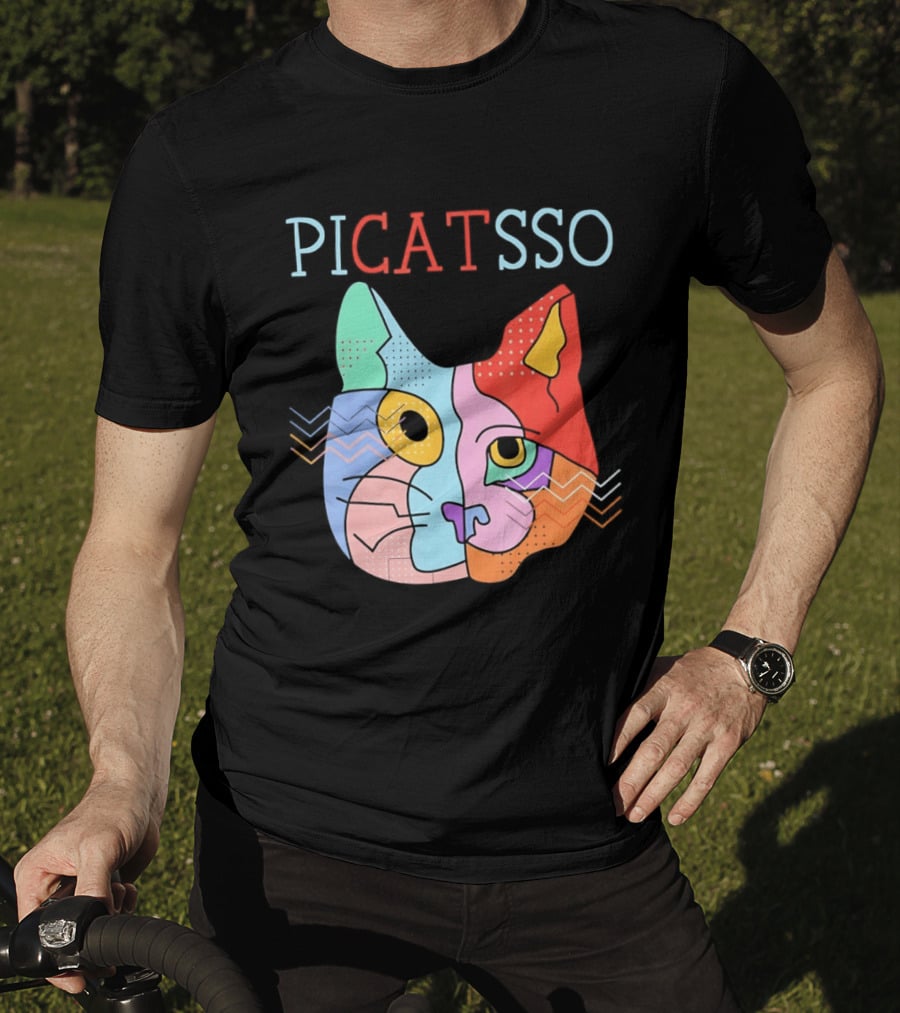 Picatsso Cat Colorful Cubist Style Artistry T-Shirt