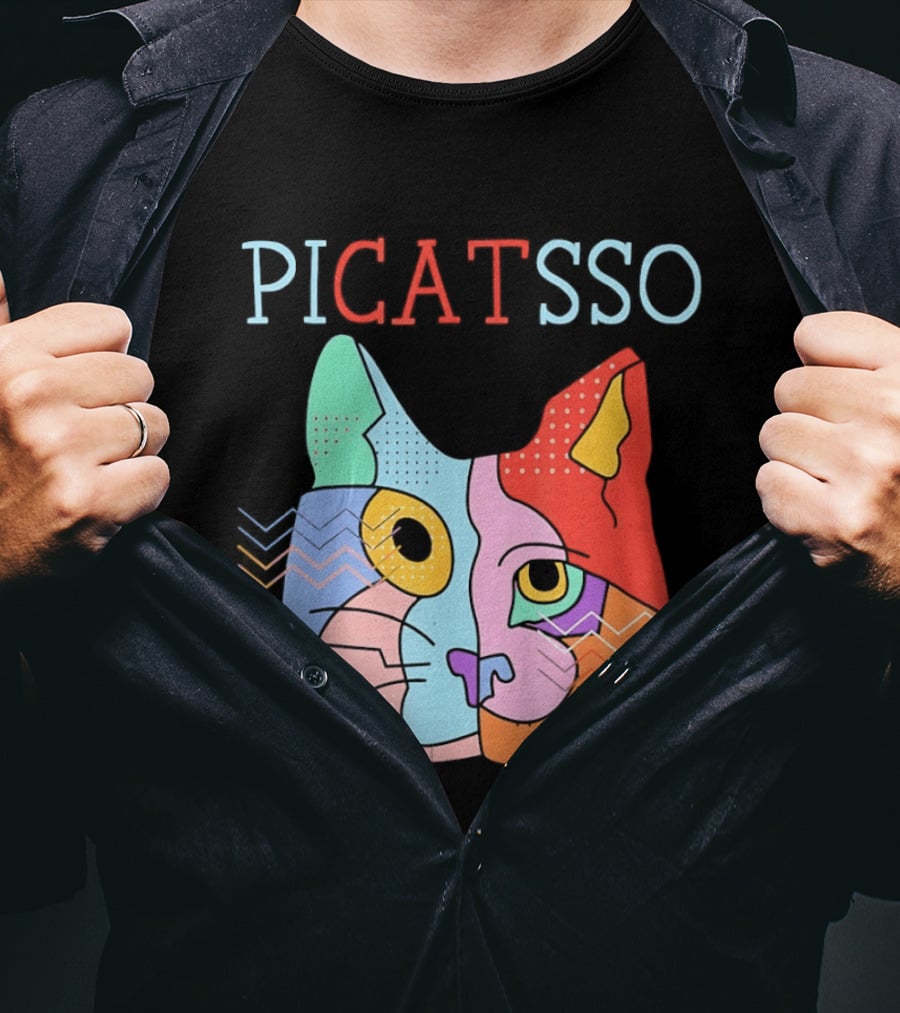 Picatsso Cat Colorful Cubist Style Artistry T-Shirt