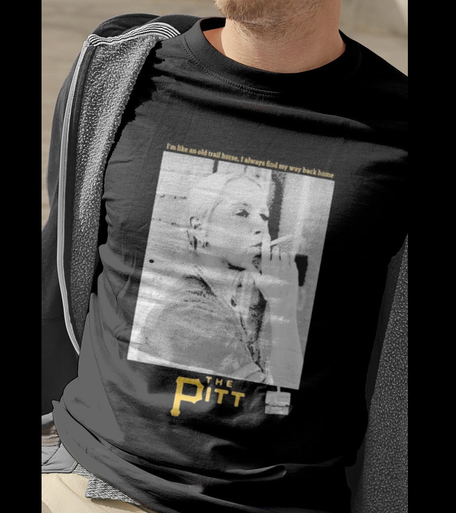 The Pitt Smoking Nurse Nostalgia Black And White Image T-Shirt