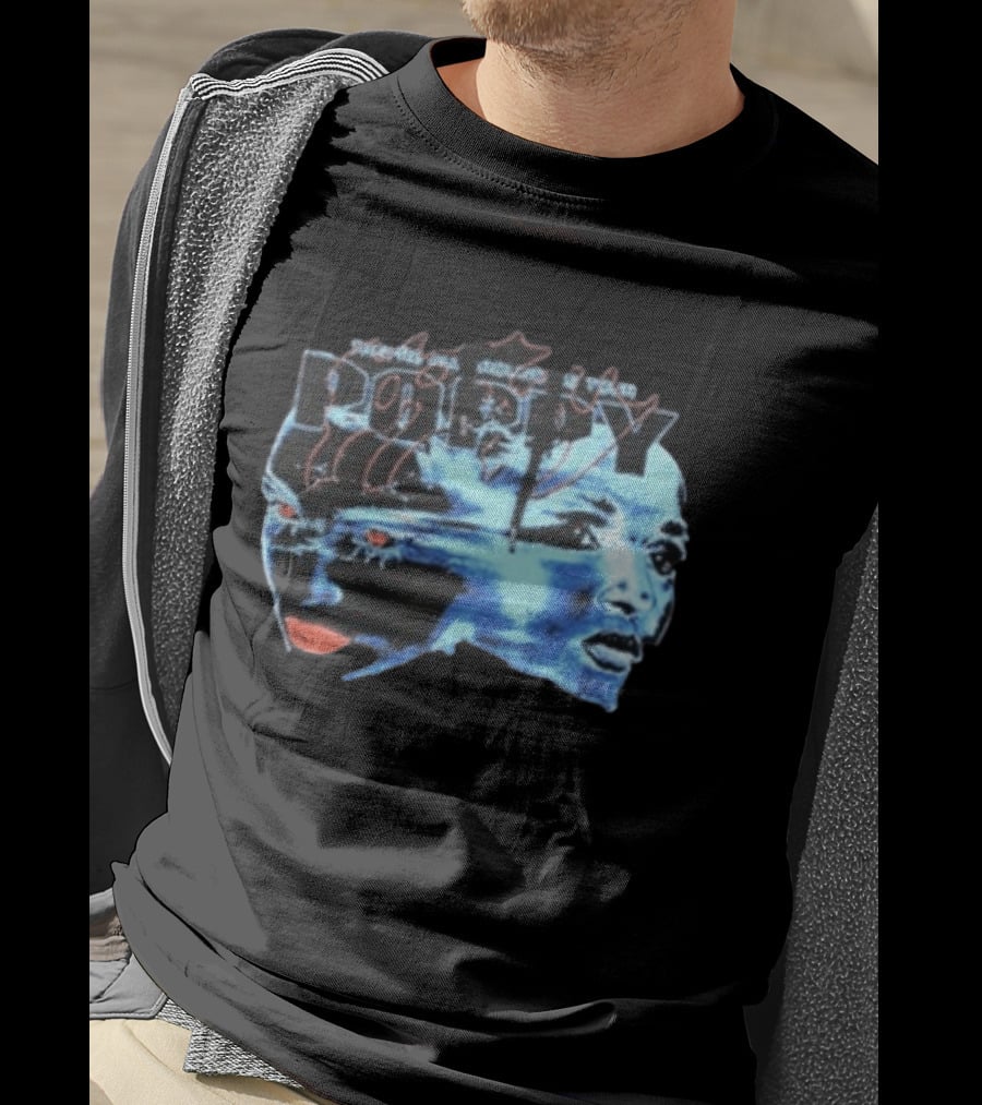 Poppy Split Poppy They're All Around Us Red Eyes Dual Faces Blue Tone T-Shirt
