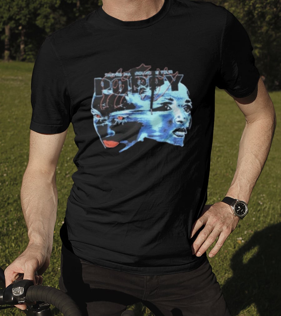 Poppy Split Poppy They're All Around Us Red Eyes Dual Faces Blue Tone T-Shirt