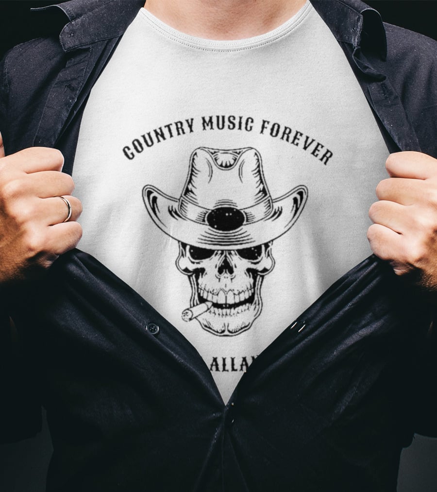 Country Music Forever David Allan Coe Cowboy Skull T-Shirt