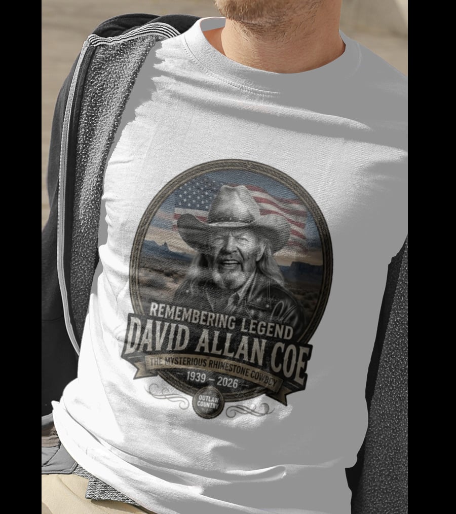 David Allan Coe Remembering Legend The Mysterious Rhinestone Cowboy 1939 2026 Outlaw Country T-Shirt