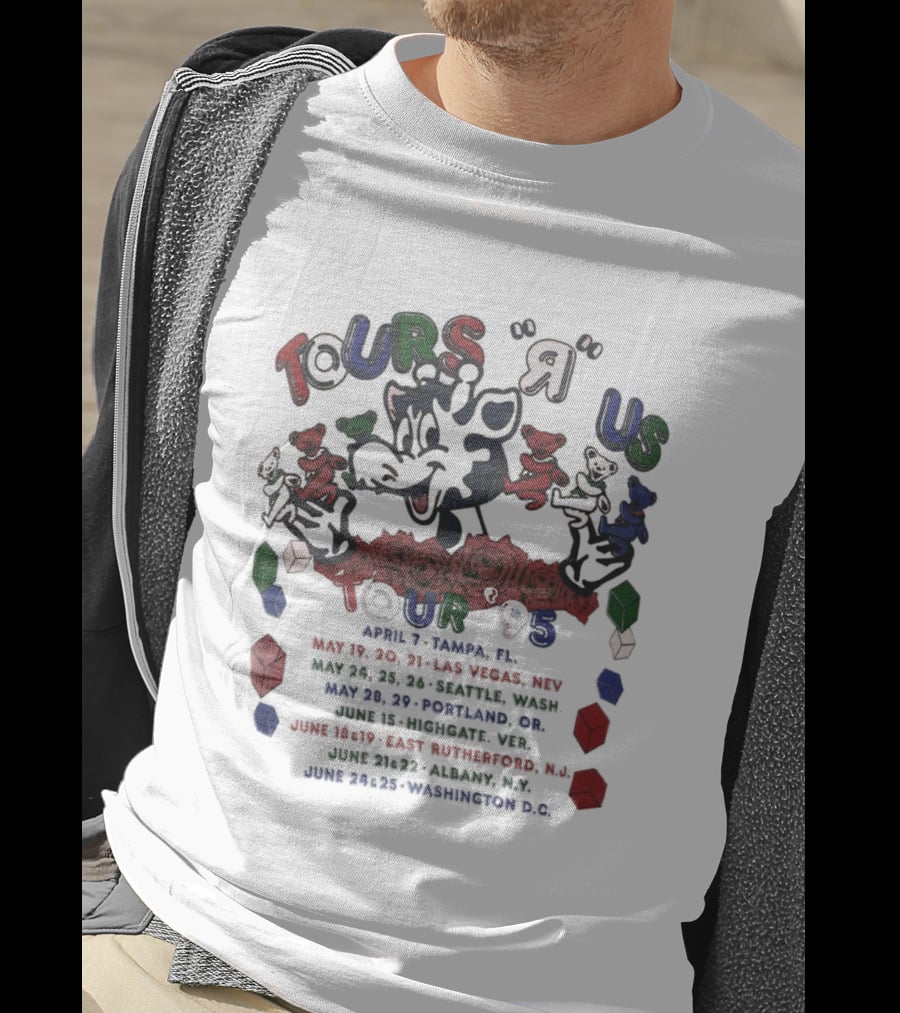 Grateful Dead 1995 Tours R US Tampa Las Vegas Seattle Portland Washington D.C. Rare T-Shirt