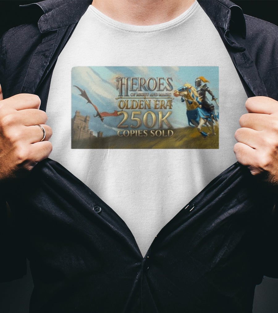 Heroes Of Might And Magic Olden Era 250K Copies Sold With Knight And Dragon T-Shirt