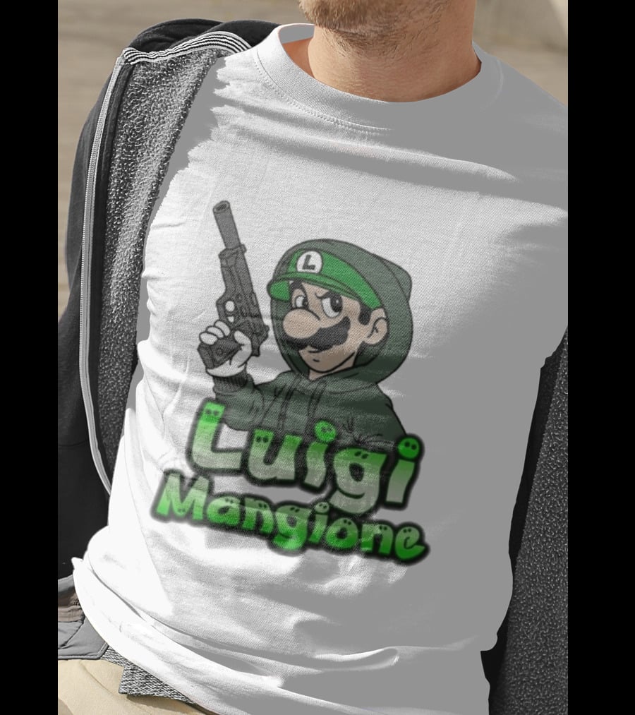 Luigi Mangione Super Mario Gun T-Shirt