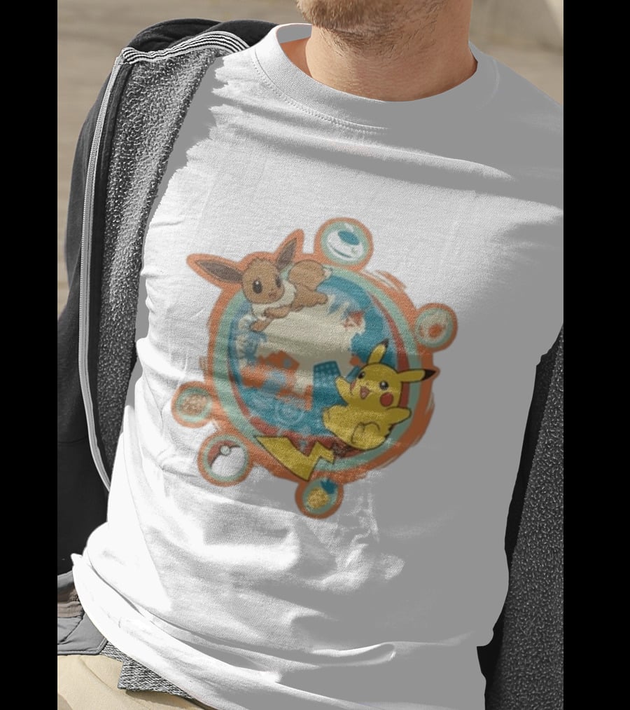 Pokémon GO 10th Anniversary Pikachu Eevee Celebration With Poké Ball And Elemental T-Shirt