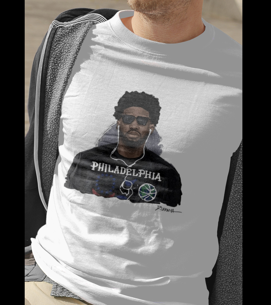Philadelphia Basketball Sixers Joel Embiid Artwork By D. Sarana T-Shirt