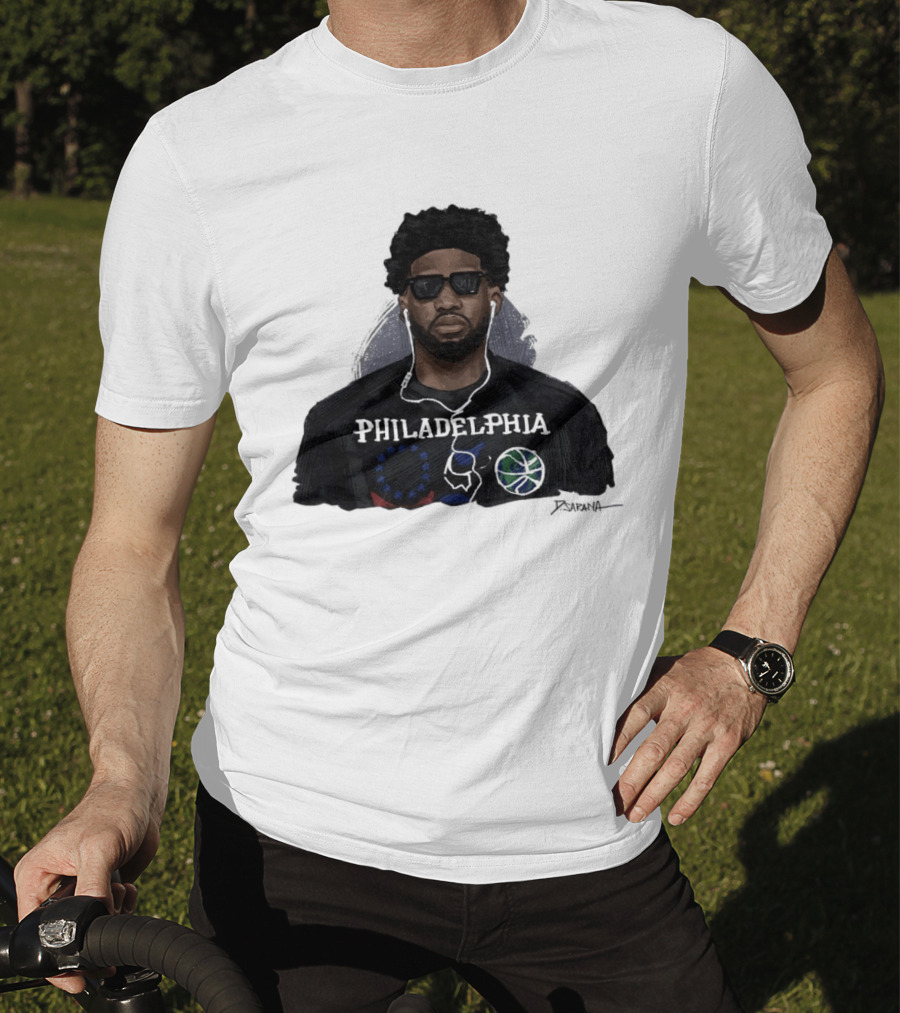 Philadelphia Basketball Sixers Joel Embiid Artwork By D. Sarana T-Shirt
