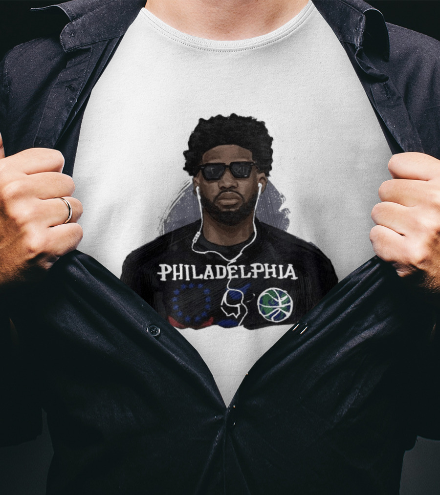 Philadelphia Basketball Sixers Joel Embiid Artwork By D. Sarana T-Shirt