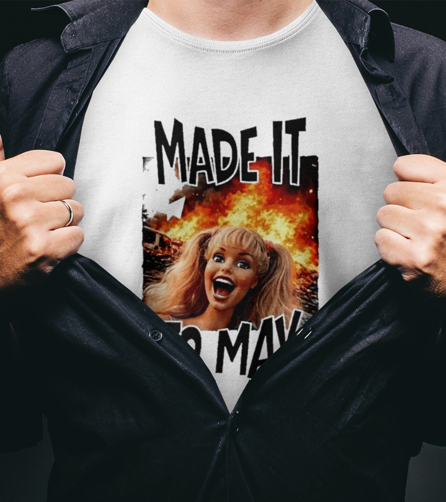 Made It To May Teacher Barbie Doll Face Meme Fire End Of Year School T-Shirt