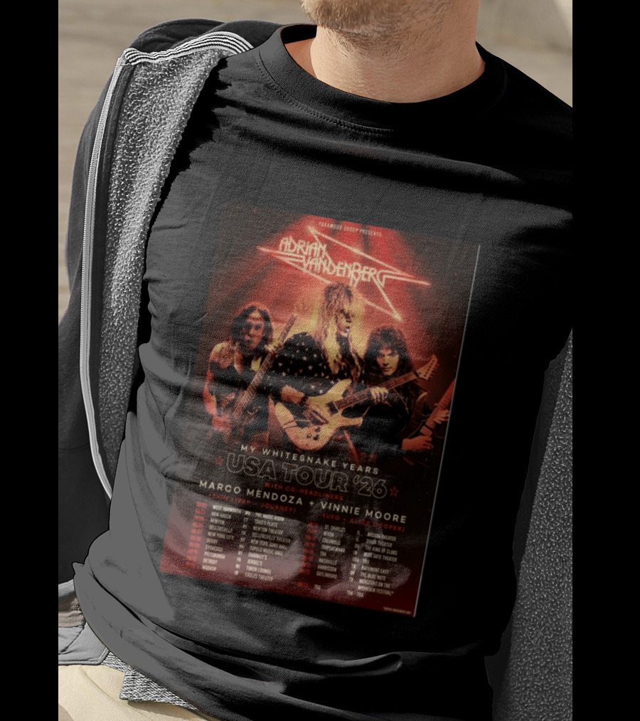 Paramour Group Presents Adrian Vandenberg My Whitesnake Years USA Tour 2026 With Marco Mendoza Vinnie Moore T-Shirt